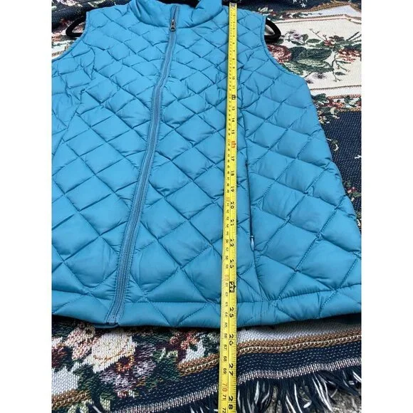 J. Jill Down Filled Quilted Vest Womens Blue Medium Warm Lightweight Fall Winter - Picture 7 of 12